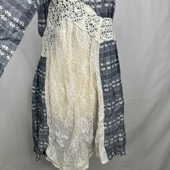 Ryu Anthropologie Peasant Dress Lace Detail Spring Cottagecore Tie Back Medium - Picture 6 of 15